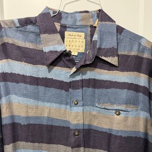 Joseph Abboud Men's Casual Striped Shirt - Blue, Gray, and Tan